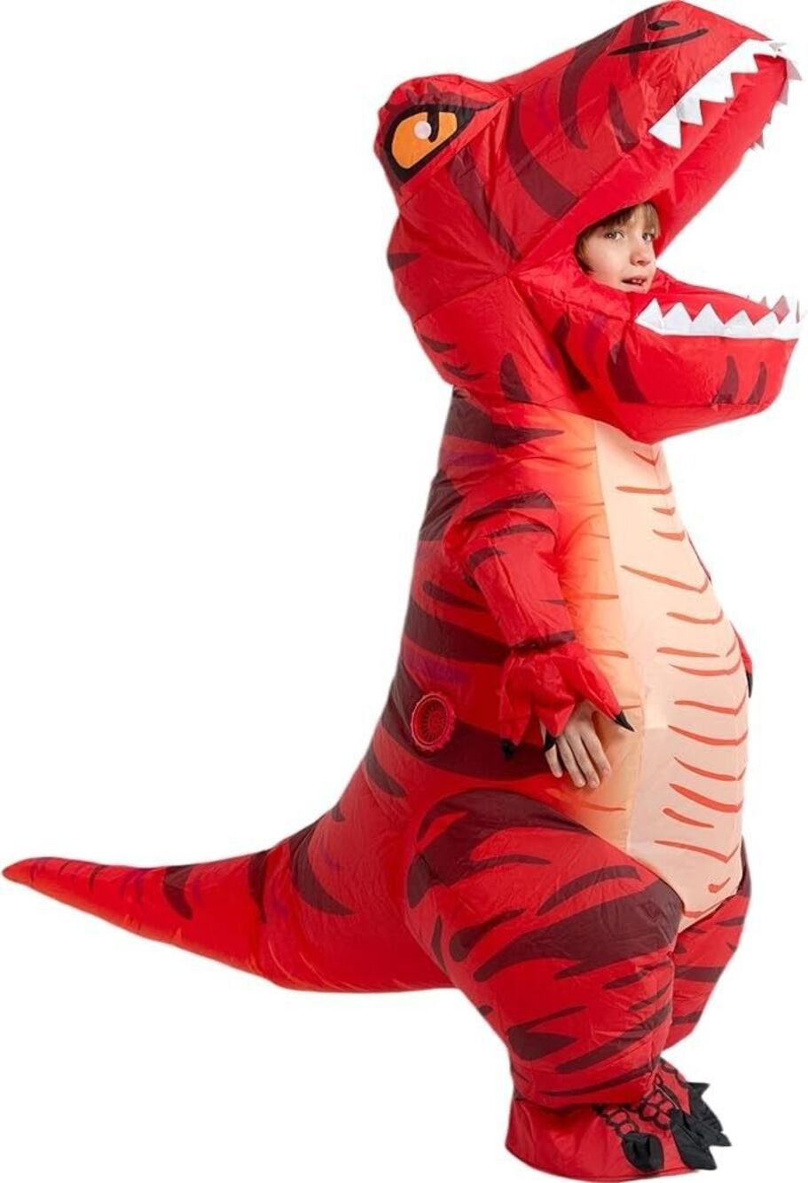 KIDS T-REX Dinosaur (6-7yr) INFLATABLE Costume Red TRex Blowup Halloween
